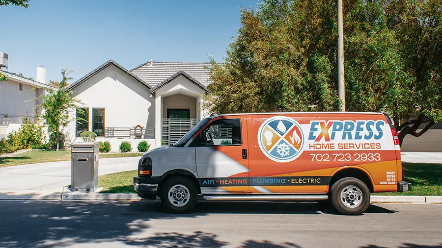 Express Home Services van outside of a customer's home in Bountiful.